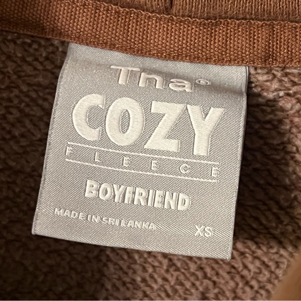 Aritzia TNA Cozy Fleece Boyfriend Hoodie in Brown size XS - Picture 7 of 9